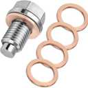 M14x1.5 Magnetic Oil Drain Plug, Magnetic Stainless Steel Oil Pan Drain Nut Bolt with 5PCS Copper Crush Washer Anti Leakage, Universal Leak-proof Replacement,Fits Most Cars,Motorcycles,Boats