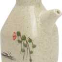 Soy Sauce Dispenser Ceramic, Japanese Style, Large Leakproof Vintage Bottle Holder Container with Cork Stopper for Oil Vinegar Condiment Liquid Barbecue Cooking Kitchen, 300ml