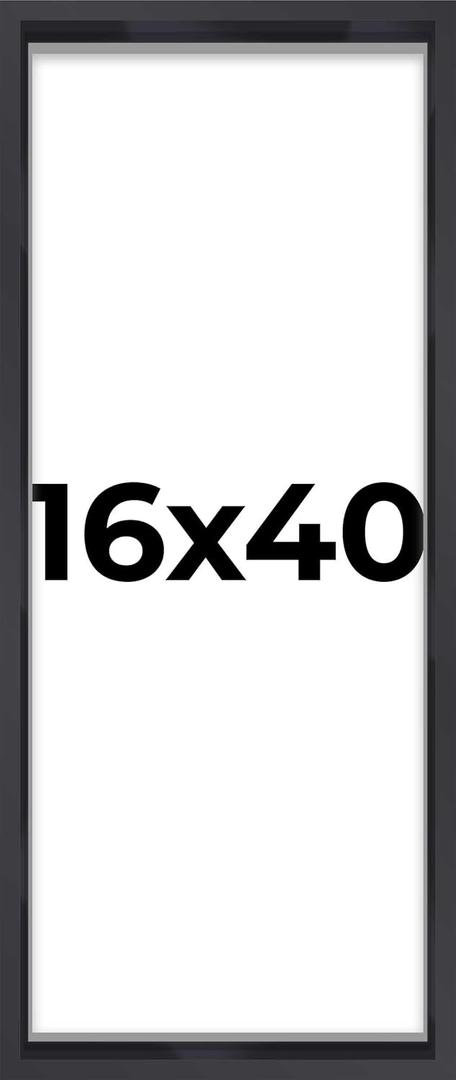 16x40 Shadow Box Frame Contemporary Black | 3/4" Depth of Usable Space| Interior Size 16x40 or 40x16 Inches| UV Resistant Acrylic, Acid-Free Backing, Wall Hangers | Made in USA