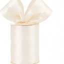 Meseey 4 Inch Ivory Satin Wired Ribbon 20 Yards, Extra Wide Solid Wired Edge Ribbon for Gift Wrapping, Wreaths, Big Bows, Floral Bouquets, Crafts, Wedding, Baby Shower and Home Decorations