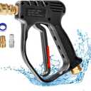 Short Pressure Washer Gun, 4000 PSI High Power Washer Spray Gun, 10.5 GPM Foam Gun with 3/8'' Swivel Quick Connect, Pressure Washer Handle with M22-14mm Adapter for Extension Wand & Hose