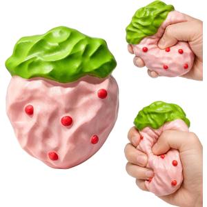 Strawberry Squishy Toy Realistic Extra Soft Strawberry Squeeze Toy, Fidget Fruit for Anxiety Relief, Calming Sensory Play & Office Desk Decor, Fun Gift for Adults Kids