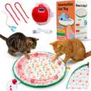 Interactive Cat Toys for Indoor Cats, Automatic Motion Activated Hide and Seek Cat Toy, Fast Rolling Ball in Cat Play Mat Keeps Cat Engaged (Red)