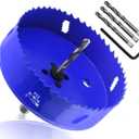 5 Inch Hole Saw with Heavy Duty Arbor, 1.2 Inch Cutting Depth HSS Bi-Metal Hole Drilling Cutter for Smoothly Cutting in Wood Cornhole Boards Plastic Drywall & Thin Metal