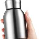 Mifoci 1 Pcs 10oz Mini Water Bottles Stainless Steel Slim Insulated Thermos for Hot Cold Drink Thermal Small Vacuum Portable Water Bottle for Women Gifts Travel Camping Hiking (Steel Color)