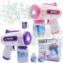 Bubble Gun Toy, Suitable For Boys And Girls Aged 3 And Up, Contains Bubble Solution. Kids Toys For Ages 3-5 4-6 5-7, Outdoor Outside Toy For Kids Ages 4-8, Gifts For 3 4 5 6 7 8 Year Old Boys Birthday (Pink & Purple)
