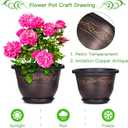 Plastic-Plant-Flower-Planters-16 Inch With Drainage Hole & Saucer, 3 Packs Lightweight Small Resin Flower Pot Indoor Outdoor, Retro Antique Imitation Decorative Garden Containers Sets For Houseplants