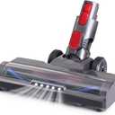 Laymi Hardwood Floor Attachment for Dyson V7 V8 V10 V11 V15 Vacuum Cleaners with LED Headlights, V Shape Turbo Bristle Roller Brush Cleaner Head Replacement Parts (Gray-White Lights)