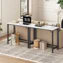 MAHANCRIS Narrow Bar Table, 63-Inch Pub Table for Dining Room, Counter Bar Tables with Sturdy Metal Frame, Connectable Bar Table, Multifunctional Console Table, Marble and Black BTHM1601, 63"L x 13.8"W x 35"H