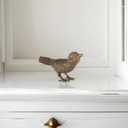 GIB Small Bird Statue for Home Decor, Solid Antique Brass Magpie Bird Figurine, Decorative Birds Ornaments, Gold Decor for Living Room Table, Bedroom, Office Desktop
