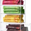 Drink Packet Organizer, Water Packet Holder with 4 Clear Drawers, Clear Acrylic Drink Mix Holder, Kitchen Storage Organizers for Kitchen Bins Cabinets Organizer