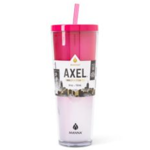 Manna Hydration Axel Plastic Tumbler & Straw Set - Pink 24 oz 710 mL