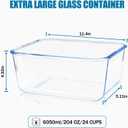 Large Glass Storage Containers with Lids 201oz Extra Large Big Airtight Glass Food Storage Containers for Rotisserie Chicken Watermelon Leftovers Marinade Turkey, BPA Free, Dishwasher Safe