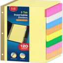 H4D 120 Pack Insertable Binder Dividers with 8 Tabs, Multicolor Tab Dividers for 3-Ring Binder, Gold-Reinforced Holes, Letter Size