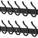 Wall Hooks Heavy Duty, 23 Inch Coat Rack Wall Mount with 8 Hooks, Black Wall Hooks for Entryway, Bathroom - for Hanging Backpack, Bag, Coat, Purse, Hat, Towel, Clothes,2 Packs