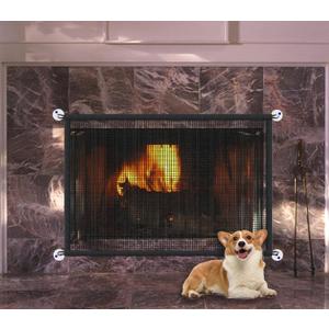 Fireplace Cover Screen Fireplace Baby Proofing 39"X32" Safety Mesh Cover Fire Place Guard Gate for Child Toddler and Pets, Black