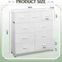 WLIVE 9-Drawer Dresser, Fabric Storage Tower for Bedroom, Hallway, Closet, Tall Chest Organizer Unit for Bedroom with Fabric Bins, Steel Frame, Wood Top, Easy Pull Handle, White