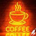 Basaneon Coffee Neon Sign for Wall Decor Dimmable Modern Led Sign for Cafe Shop, USB Powered Coffee Cup Neon Signs Light Up for Cafe Station Accessories Art Decor Party Decorations(15.7 * 12.8inches)
