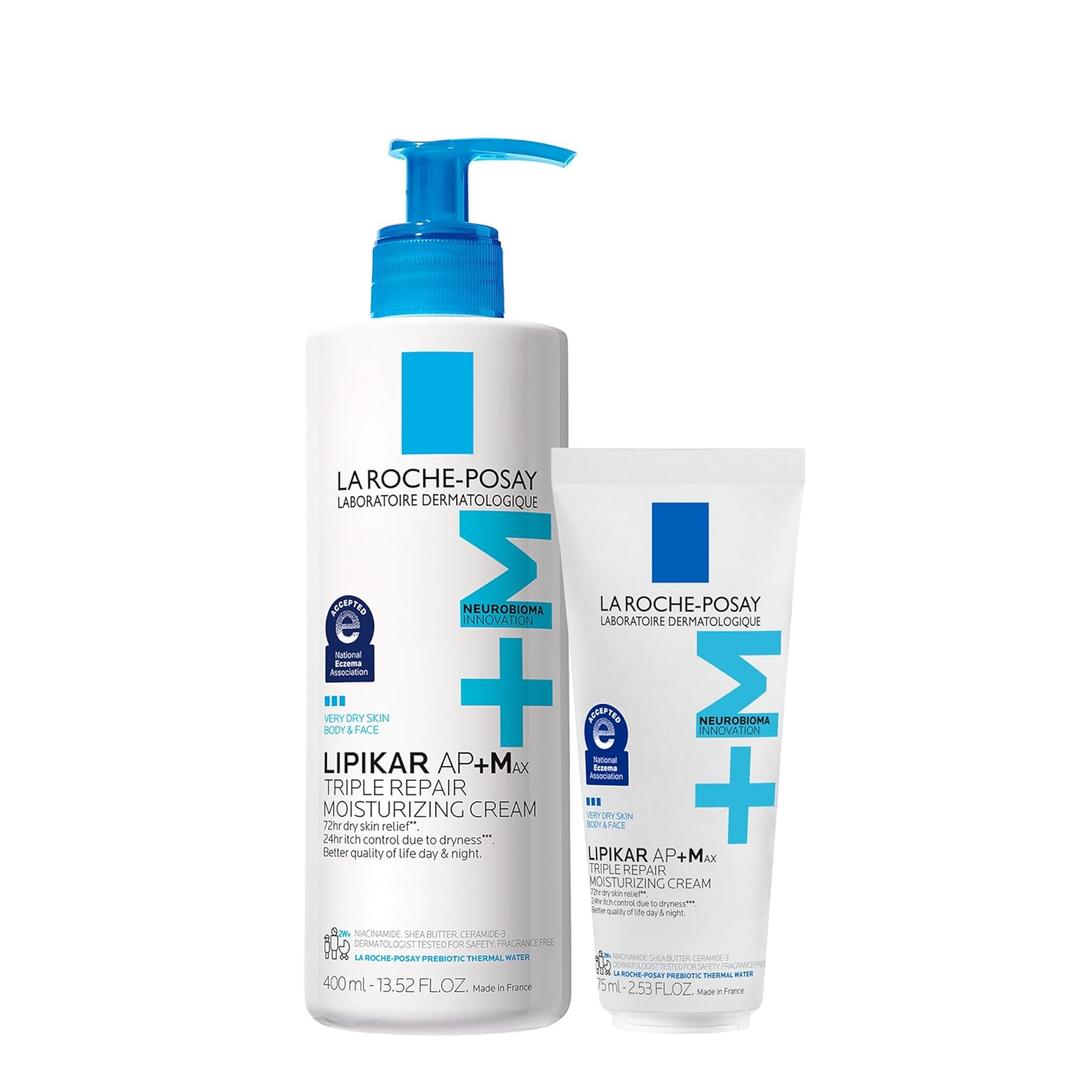 La Roche-Posay Lipikar AP+MAX Triple Repair Moisturizing Body Cream | Face & Body Lotion for Dry Skin with Shea Butter & Niacinamide | Gentle Moisturizer for Very Dry, Rough & Sensitive Skin, 13.52 FL
