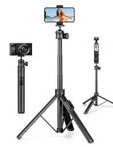 JOILCAN Tripod for iPhone & Camera, 64" Selfie Stick with 360° Ball Head Remote & Phone Holder, Extendable Portable Phone Tripod Stand for Travel Vlog Compatible with Canon Sony DLSR DJI