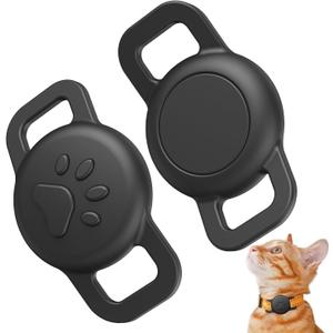 2 Pack 2025 Latest Air Tag Cat Collar, Silicone Full-Body Covered, Waterproof Cat Collar Air tag Holder Soft Design Fits All Width Collars, Black
