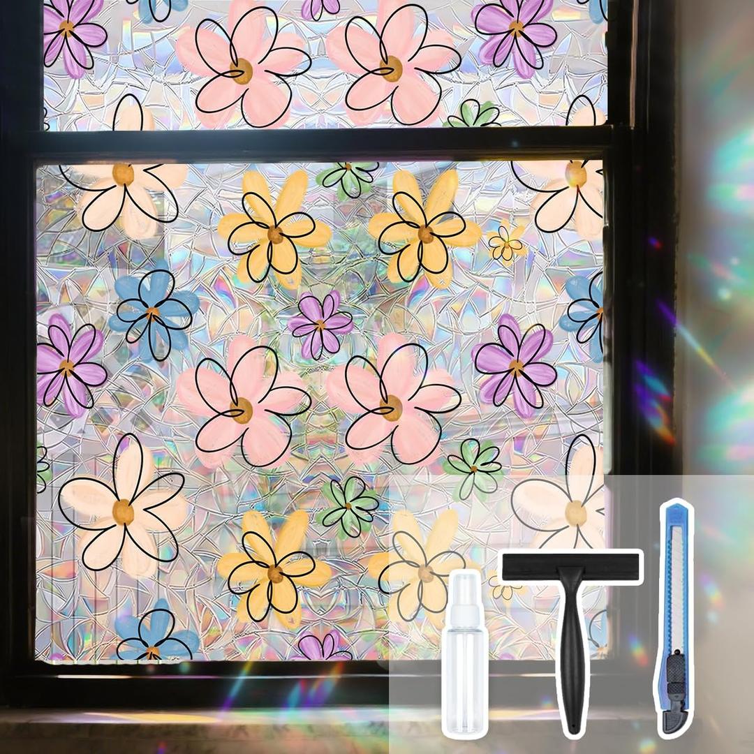 Window Privacy Film-Decorative Stained Glass Window Film Design, 45.2" x 78.7"