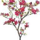 Alonfale 6FT Red Magnolia Tree, 1 Pack Faux Tree Indoor Outdoor Decor