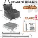 Anywish Dog Car Seat for Small/Medium Dogs Up to 30 lbs, Memory Foam Dog Booster Car Seats with Waterproof PU Cover, Pet Seat with Storage Pockets & 2 Safety Belt for Travel(Grey)