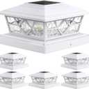 APONUO Solar Post Cap Lights 6 Pack for 4x4 5x5 6x6 Wood Vinyl Fences - Post Lights Solar Powered, IP64 Waterproof, Auto On/Off, for Deck Patio Yard (Warm & Cool White)