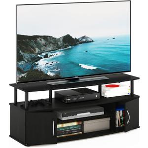 Furinno JAYA Large Entertainment Stand for TV Up to 55 Inch, Blackwood, 55 Inch Plastic Pole
