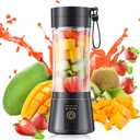 Portable Blender for Smoothies and Shakes - Mini Blender with 6 Stainless-Steel Blades for Powerful Mix Juicer with 380Ml Travel Cup for Picnic/Gym/Office, Mother's Day (Black)