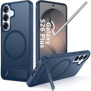 Magnetic for Samsung Galaxy S26 Plus Case [Compatible with MagSafe][Full Camera Protection][Built-in Invisible Kickstand] Translucent Matte Phone Back Cover - Blue