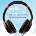 ADOOPE Kids Headphones with Safe 85dB/94dB Volume Limiter for Teen and Boys, Foldable HD Stereo Sound Headset for Kindle Kids/fire Tablet/iPad/Laptop, Headphones with Microphone (Black-Red)