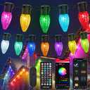 Smart C9 Christmas Lights Outdoor, 78FT 100LED RGB Color Changing String Lights, App&Remote Control, Music Sync, Connectable LED Christmas Tree Lights for Outdoor House Holiday Decoration