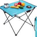 VILLEY Folding Camping Table with 2 Cup Holders & Carry Bag, Lightweight Portable Beach Table for Camping, Beach, Fishing, Travel, Outdoor Activities(Large)