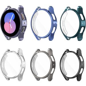[6 Pack] YUVIKE Watch Screen Protector Compatible with Samsung Galaxy Watch 5 40mm (SM-R900) and Galaxy Watch 4 40mm (SM-R860), Soft TPU Case Bumper, Protective Cover for Galaxy Watch5/4/FE 40MM