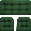 DANGHOOGY Wicker Chair Cushions, Waterproof Outdoor Loveseat Cushions for Patio Furniture, 3 Pieces Wicker Furniture Cushions, 1 Loveseat and 2 U-Shaped Cushions, Green