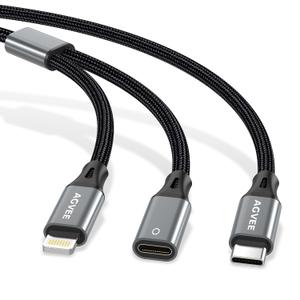 AGVEE 5ft USB-C Male to Lightning Female Charging Adapter Cable for Apple Pencil 1st Generation, 2 in 1 Charger Cord Enables Apple Pencil Pen 1st Gen Match iPad 10, Dark Gray