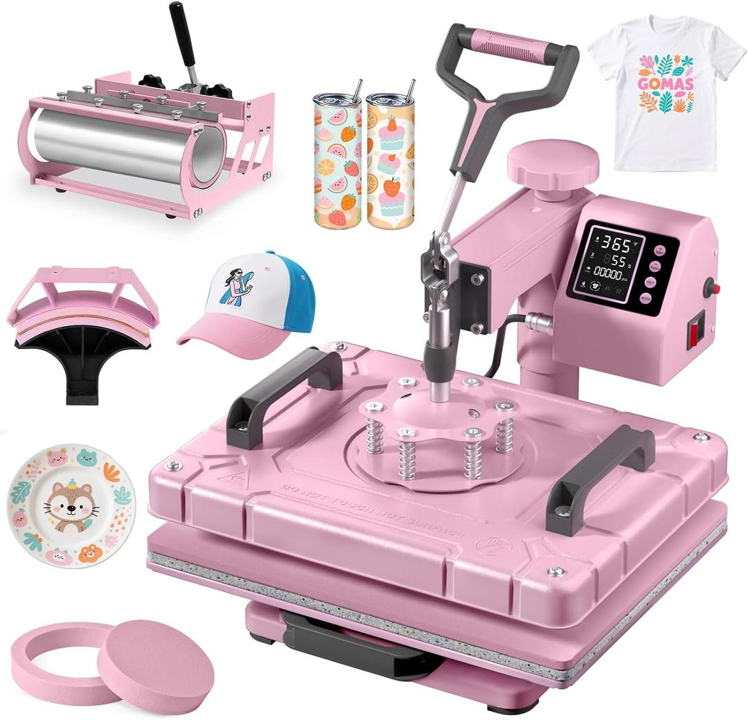 Slendor 12x15 Inch 5 in 1 Swing Away Heat Press Machine for T Shirts