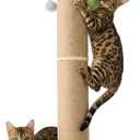 ZOMISIA 35'' Tall Cat Scratching Post, 4.7'' Large Scratch Post with Thicken Wooden Base for Indoor Cats Adults, Sisal Scratcher Top & Dangling Balls, Super Sturdy