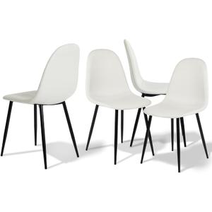 Homy Casa Mid-Century Modern Upholstered Dining Chairs Set, Kitchen Chairs with Metal Legs for Dining Room, Fabric Suede Seat Side Chair for Living Room (Beige, Set of 2)