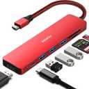 BENFEI USB C HUB 7-in-1, USB-C HUB Multiport Adapter with HDMI (4K @ 60Hz Certified)/100W Power Delivery/3*USB 3.0 5Gbps/SD/TF Card Reader (160MB/s) for iPhone 15 Pro/Max MacBook iPad Pro iMac S23 (red)