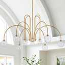 12-Light Large Sputnik Chandelier Light Fixture, L52’’ Modern Gold Chandelier High Ceiling Clear Glass Globe Pendant Light Fixture for Foyer Staircase Living Room