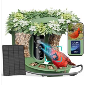 Birdfy 2 Smart Bird Feeder with Camera, Dual-Lens (2K+1080P) Camera for Live Streaming & Close-Up Photos, AI Identifies Bird Species, Solar-Powered Backyard Birdwatching Gift