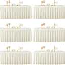 6 Packs Ivory Polyester Tablecloths Rectangle Tables 8ft, Stretch Fitted Table Covers for 8 Foot Tables Wrinkle Free Rectangle Table Cloth with Skirt for Birthday Party Events Banquet Baby Shower