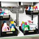 ARSTPEOE Under Sink Organizer - 2 Packs Multi-Purpose Pull-Out Storage Organizers, Slide out Pull out Metal Cabinet Organizer Shelf, Storage for Kitchen Bathroom, Black