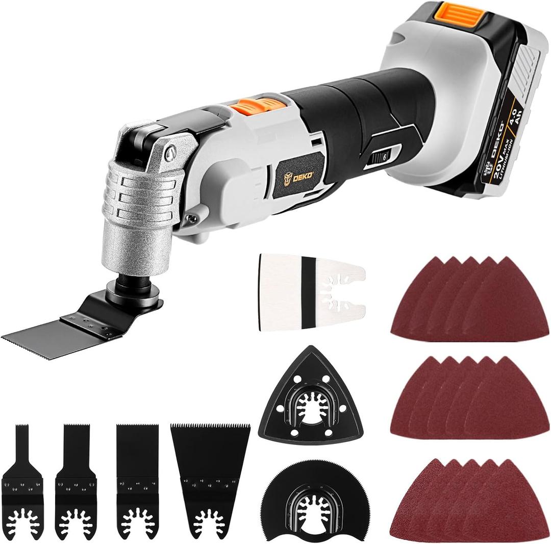 20V Cordless Oscillating Tool with Battery, Brushless Variable Speed Oscillating Multi-Tool with 3 Oscillation Angle, 25 Accessories, Ideal for Cutting, Sanding, Grinding, Scraping & More