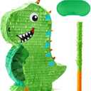 Dinosaur Pinata with Plastic Bat and Paper Blindfold15.5H X 10.5W X 3D), Cinco De Mayo Party, Dinosaur Animal Theme Parties Decorations, Indoor or Outdoor fiesta
