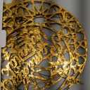 2 Pieces Eid Mubarak Door Sign Wooden Hanging Signs, Ramadan Kareem Hollow Ornament Decorations Moon and Stars, Moon Shape Ramadan Mubarak Party Wood Wall Hanger for Islamic Muslim Home Decor (Large, Gold House)