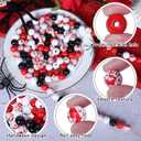 Whaline 150Pcs Halloween Wood Beads Set Red Black White Wooden Focal Beads Blood Splash Wood Beads Halloween Craft Spacer Beads for DIY Decoration Supplies Bead Garland Making